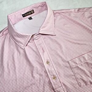 Peter Millar Polo Shirt Mens Large Pink Check Summer Comfort Performance Golf